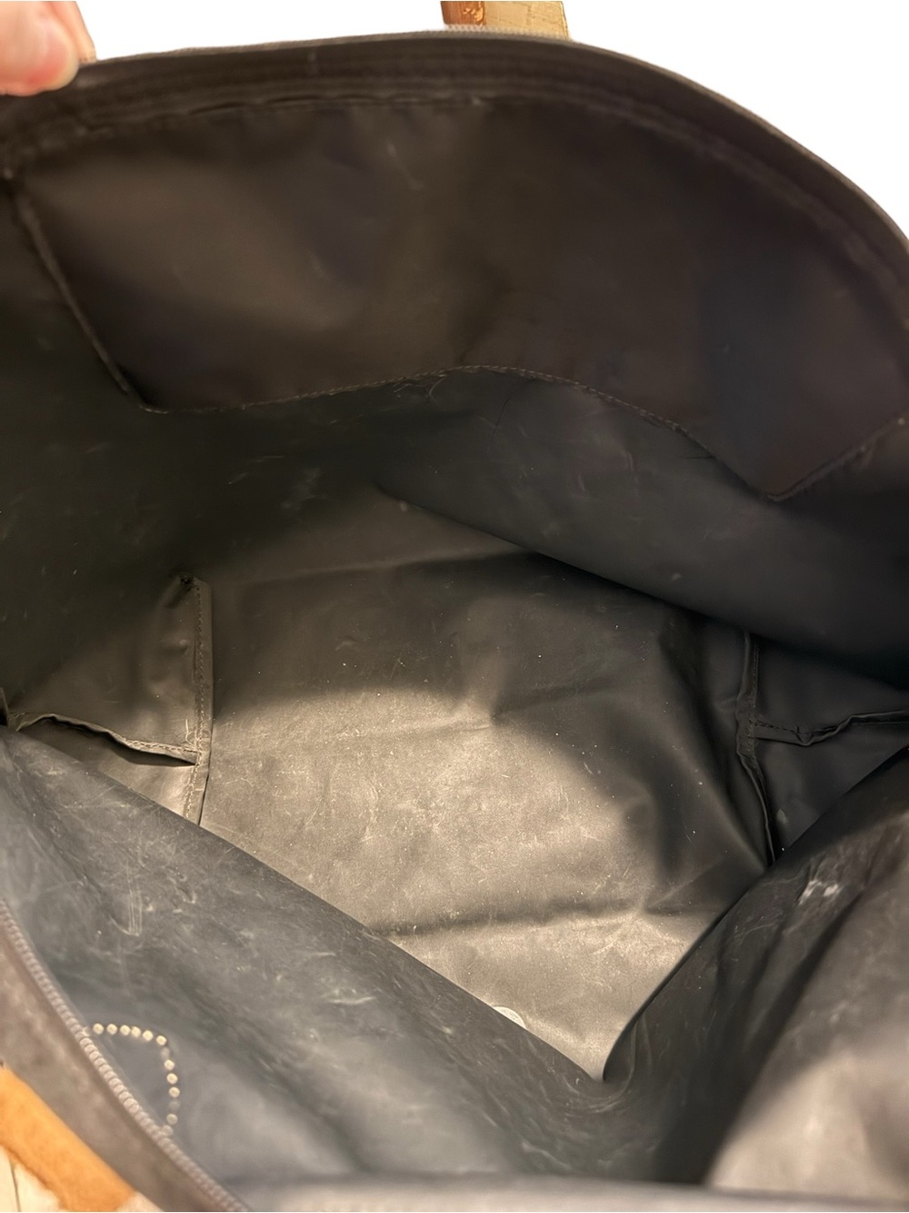 Longchamp Le Pilage Large Black Nylon Canvas Bag Leather Handle Tote Travel - Picture 11 of 16